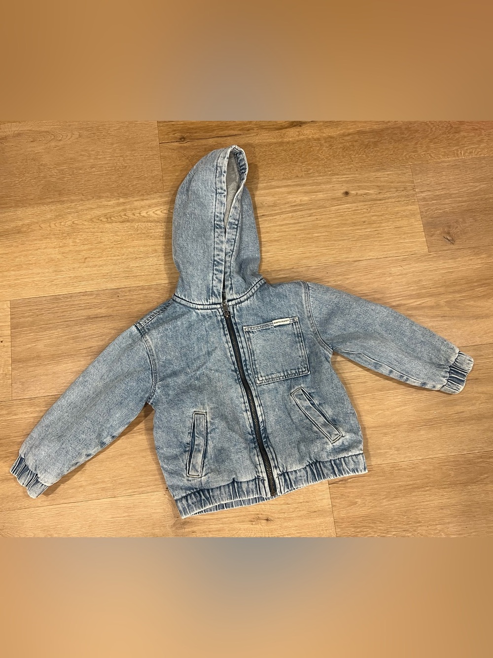 Zara Light Wash Denim Hooded Jacket for Kids